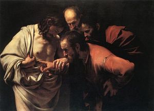 Caravaggio (1571-1610) Doubting Thomas oil on canvas, ca.1601-1602 Potsdam, Sanssouci