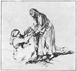 Rembrandt van Rijn (1606-1669) Christ Healing Peter's Mother-in-Law pen and wash, ca. 1650-1660 Paris, Fondation Custodia