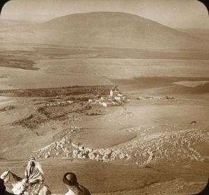 "...looking upon Mount Tabor from the summit of the Hill of Moreh or Little Hermon. That village in the middle of the view is Nain, where, on one of his journeys, Jesus raised to life the only son of a widow." By OSU Special Collections & Archives : Commons [No restrictions], via Wikimedia Commons