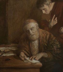 Притча о неверном управителе. 2012 г. Холст, масло. 80×70. Художник А.Н. Миронов Parable of the Unjust Steward‎. 2012. Canvas, oil. 80 x 70. Artist A.N. Mironov