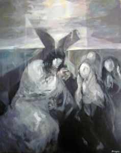 Ruizanglada (1929-2001) Agnus Dei - Serie Negra, 1995 Expuesto en la 1ª Feria de Arte Contemporáneo de San Sebastián Donostiartean 7-11 agosto 2014. 