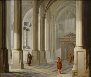 Dirck van Delen, 1604/5-1671 Church Interior with the Parable of the Pharisee and the Publican (Luke 18:9-14) Oil on Panel, 1653 Clark Art Institute